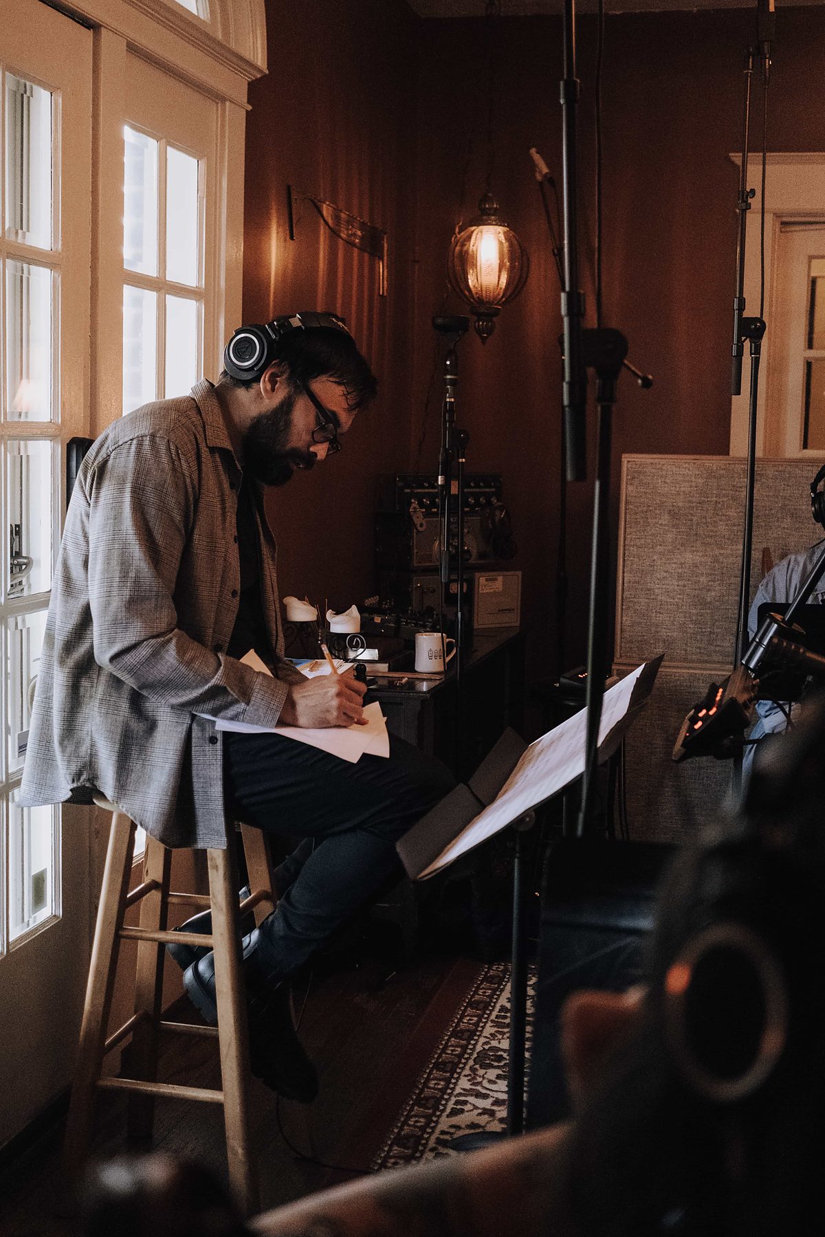 Markus Huber writing music during a session